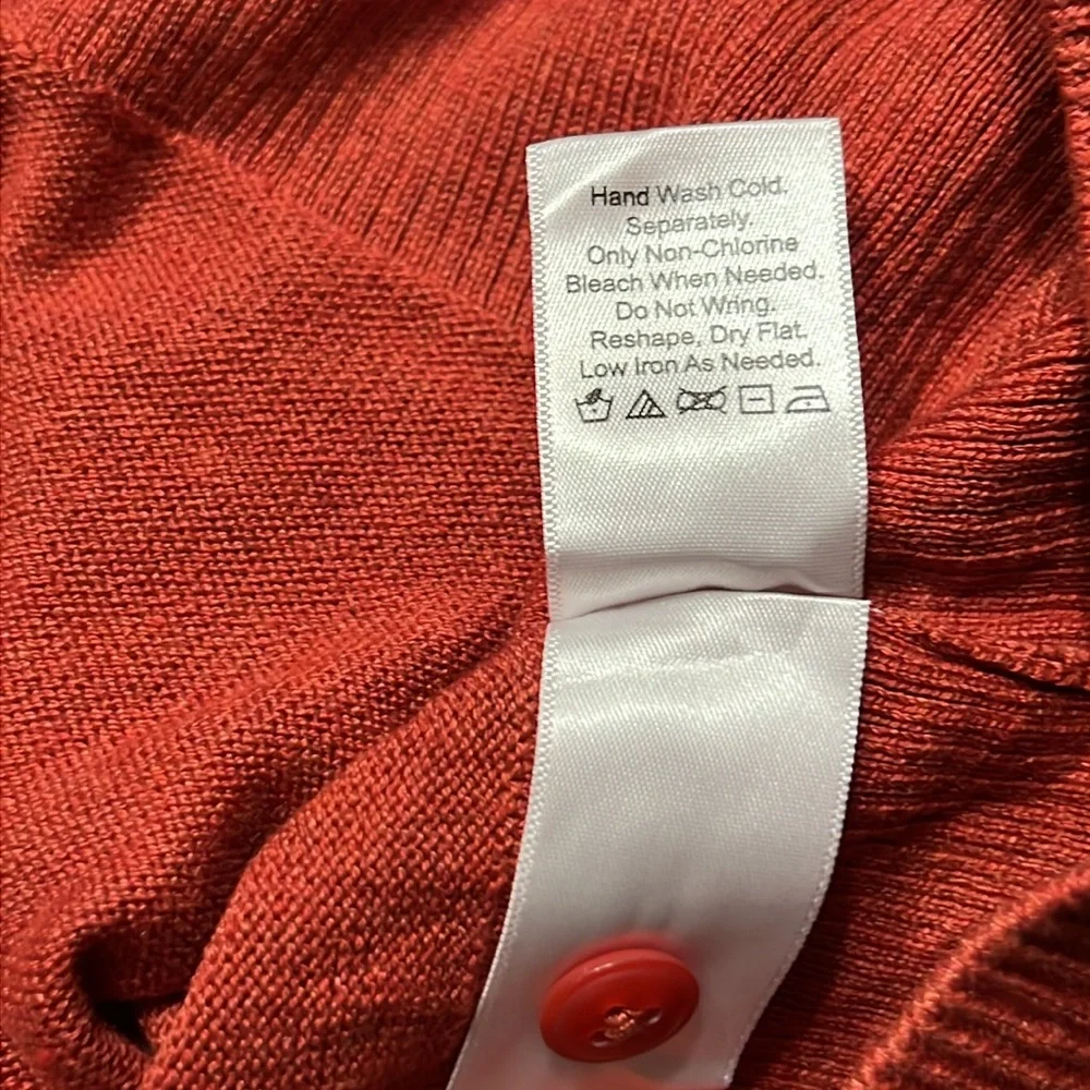 Coldwater Creek Orange Silk Cotton 2 Pc Tank and Button Down Cardigan Set Sz L - Picture 9 of 16